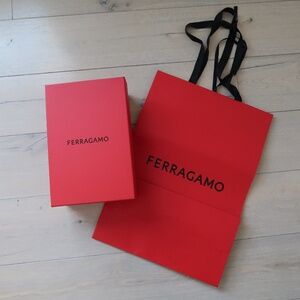 Authentic Salvatore Ferragamo Red Gift Box & Shopping Bag Set ❤️